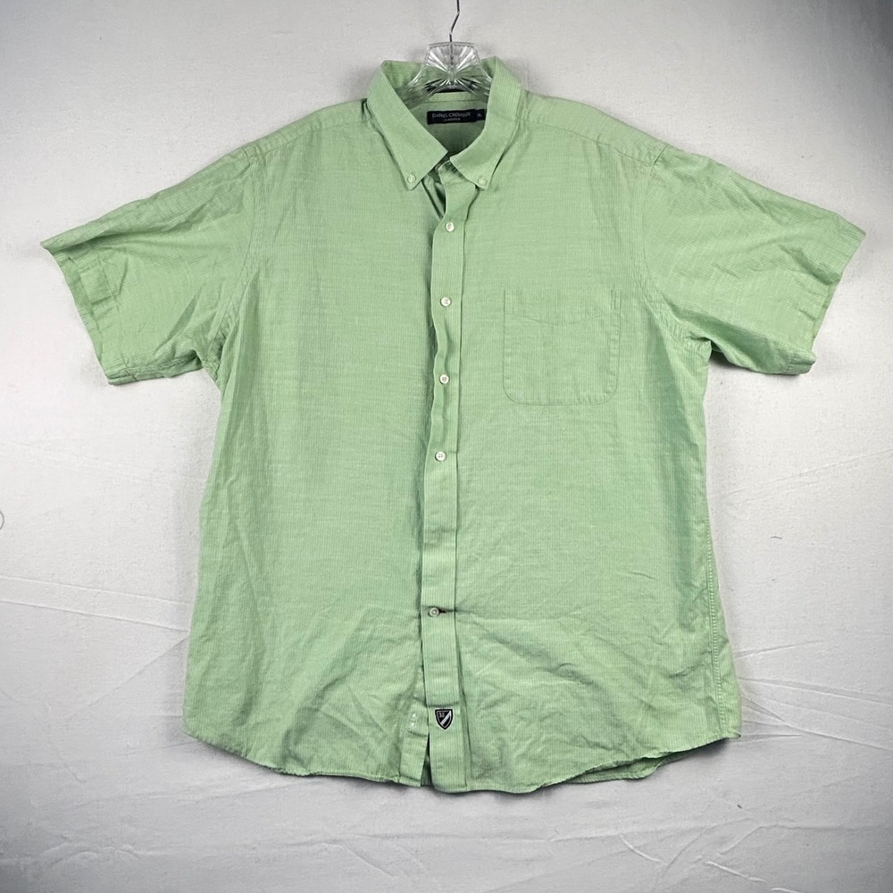 Daniel Cremieux Classics Mens XL Green Micro Check Short Sleeve Button Down Shir